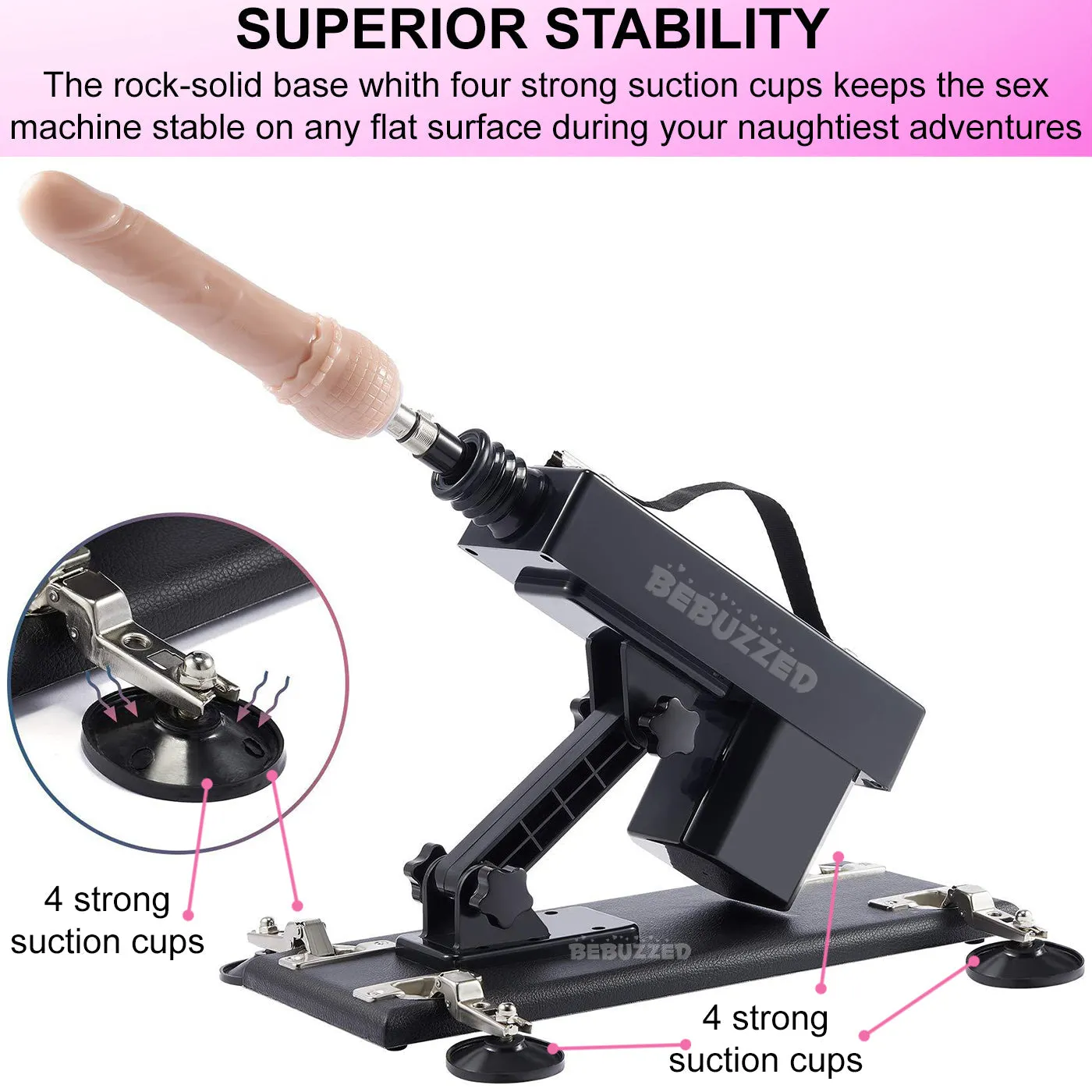 Automatic THRUSTING Sex Machine Telescopic 3XLR Dildo Vibrator 8x Attachments