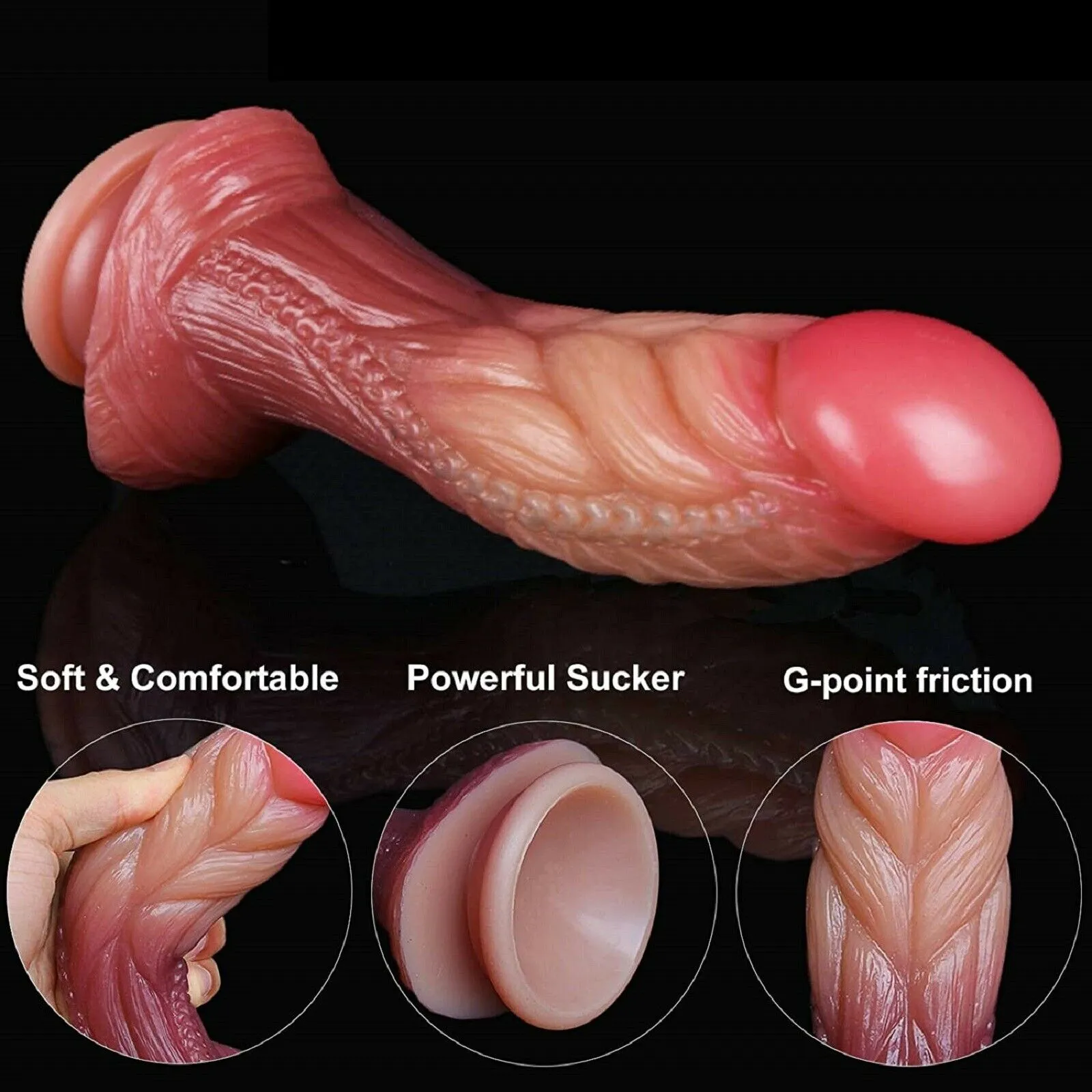 Bebuzzed 7.5 Large Knotted Ribbed Dildo Suction Base Gradient