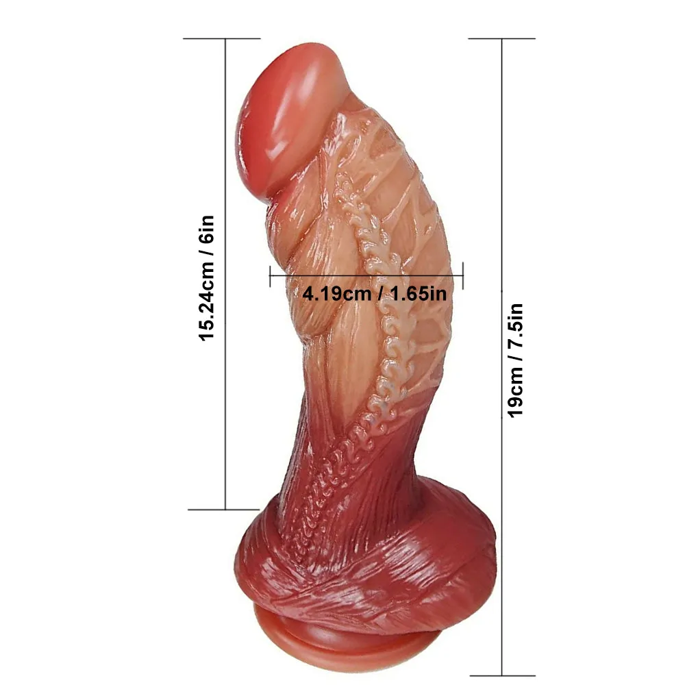 Bebuzzed 7.5 Large Knotted Ribbed Dildo Suction Base Gradient