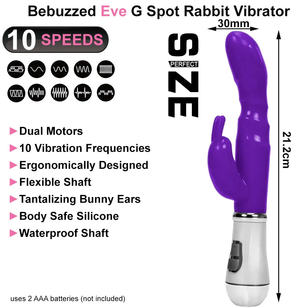 Bebuzzed Eve G-Spot Rabbit Vibrator Battery Powered Purple