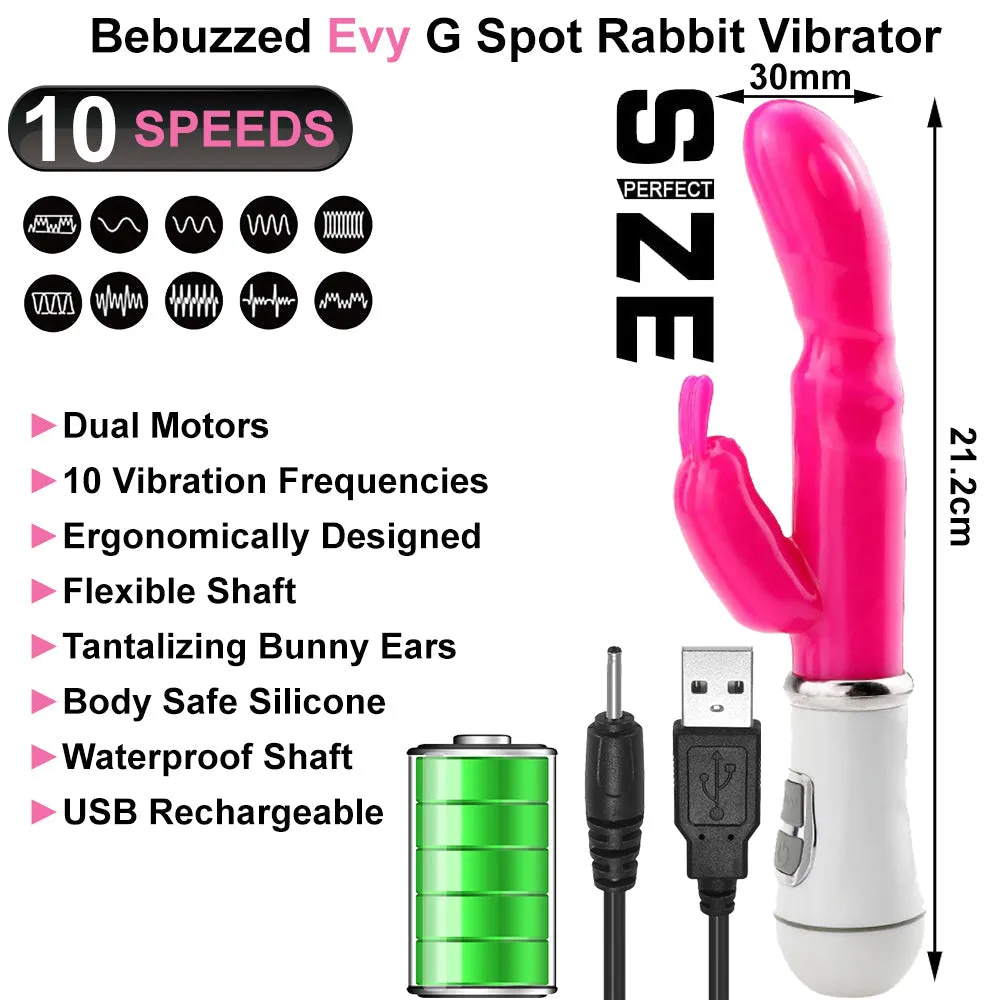 Bebuzzed Evy G-Spot Rabbit Vibrator USB Rechargeable Pink
