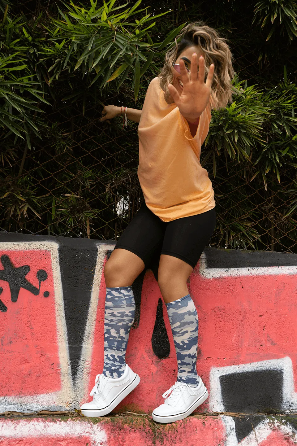 Blue Camo Adult Knee Highs