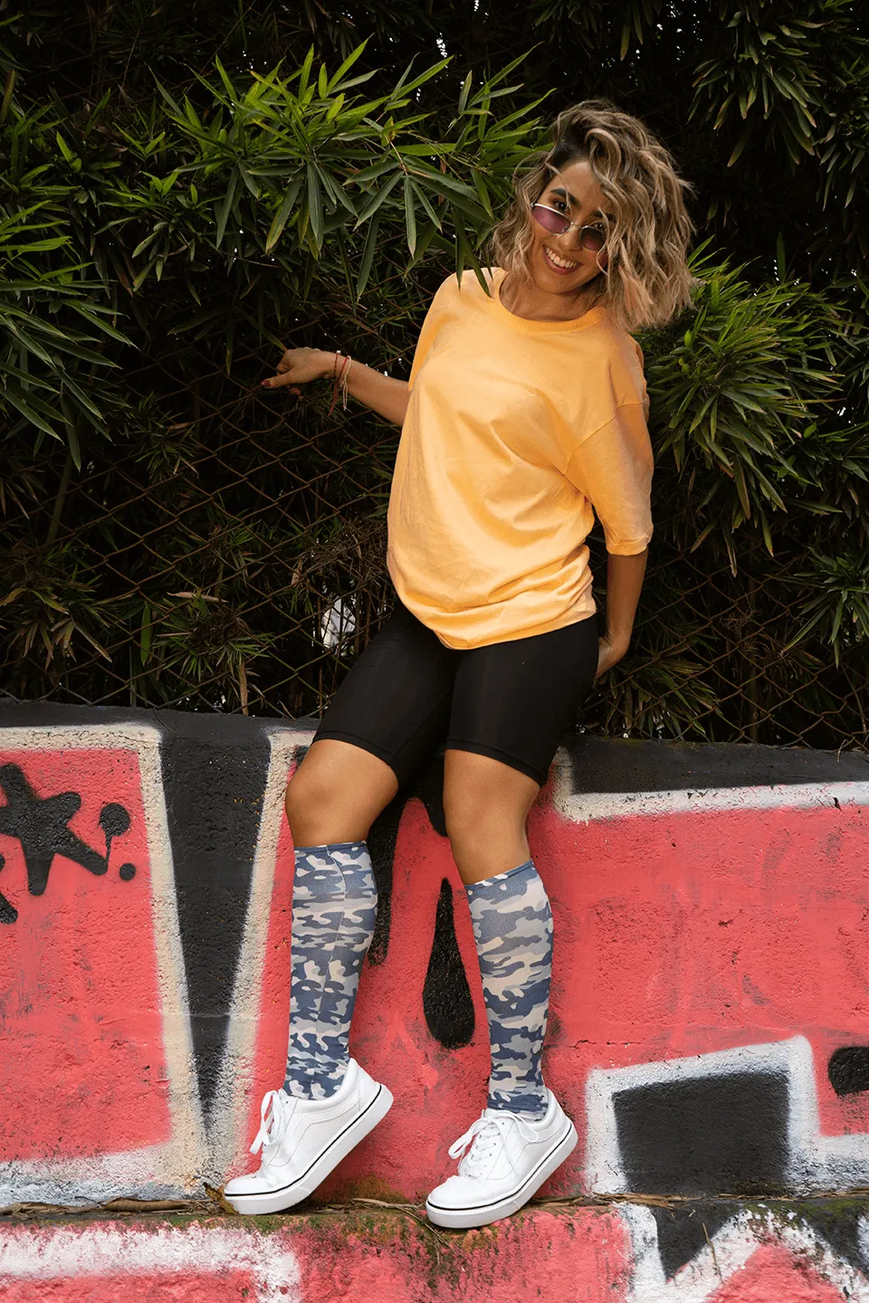 Blue Camo Adult Knee Highs