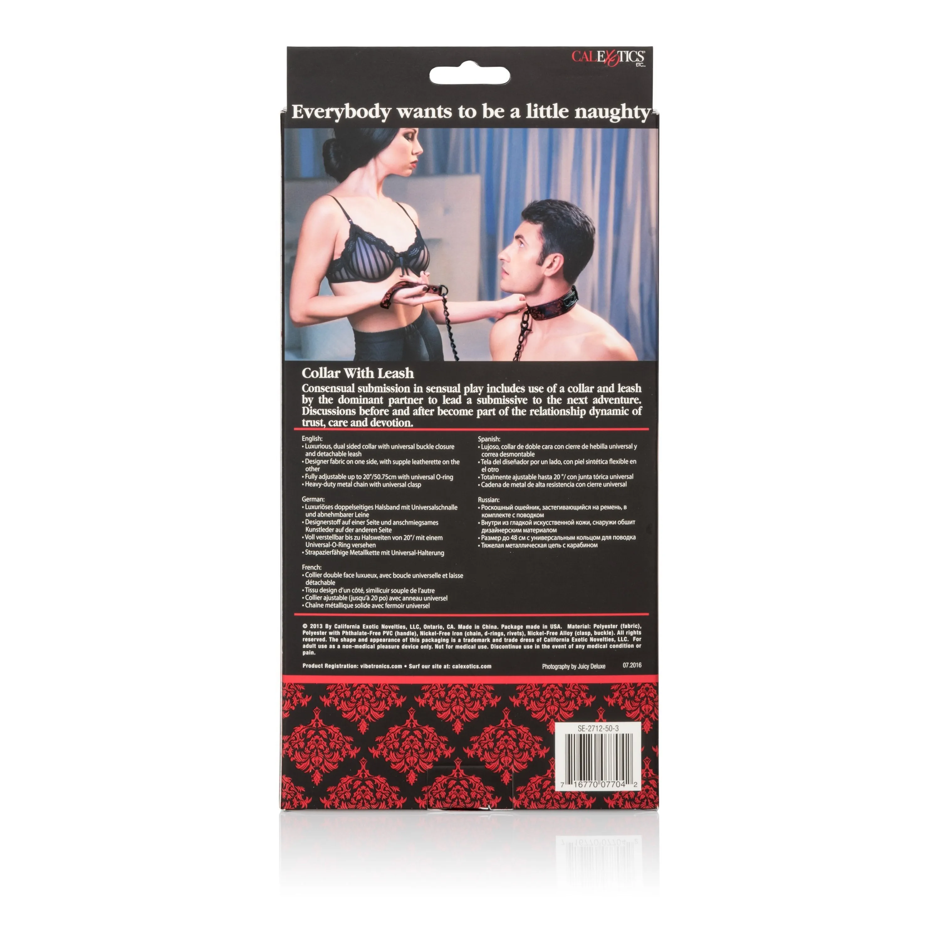 California Exotics - Scandal Collar with Leash (Red)