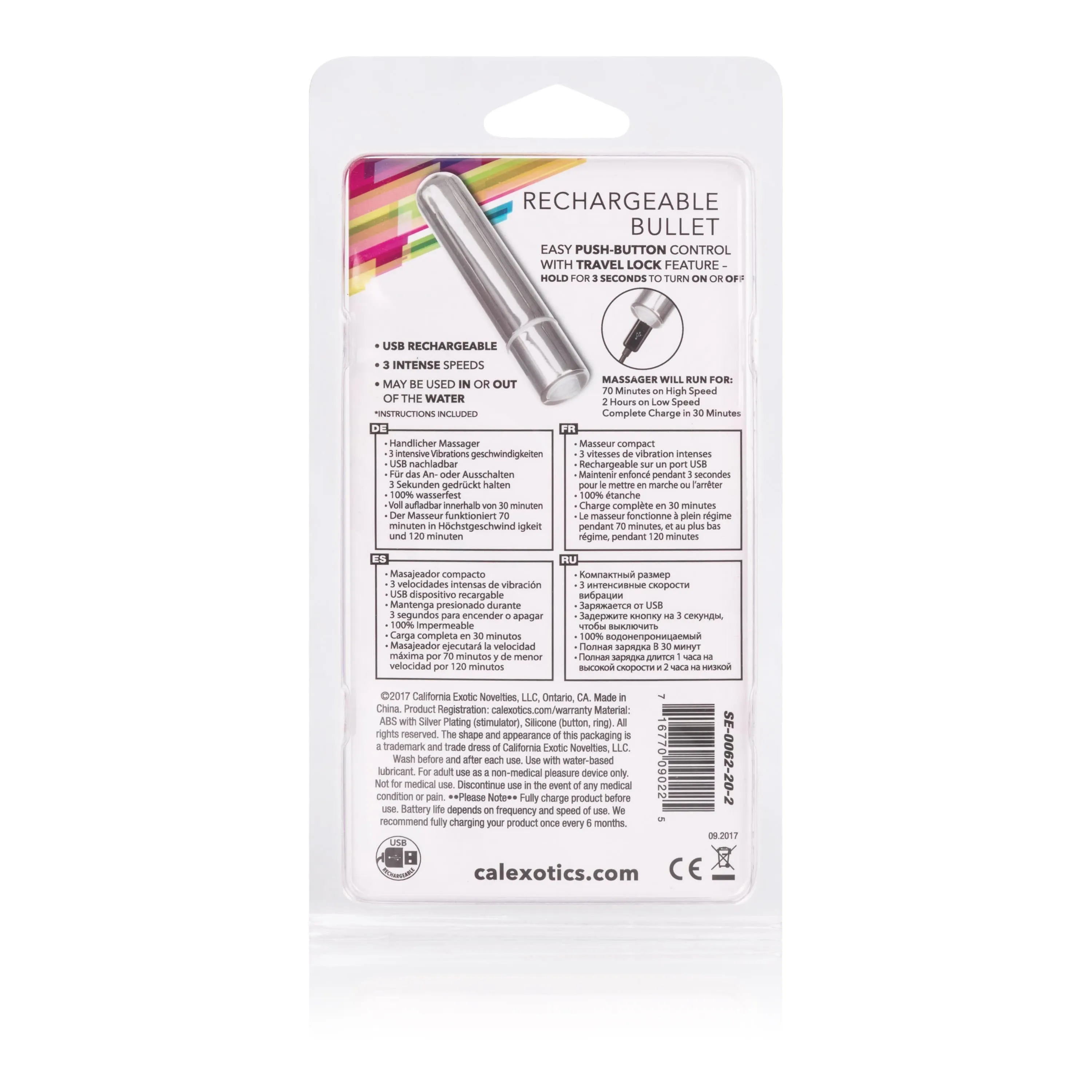 California Exotics - Wireless USB Rechargeable Bullet Vibrator (Silver)
