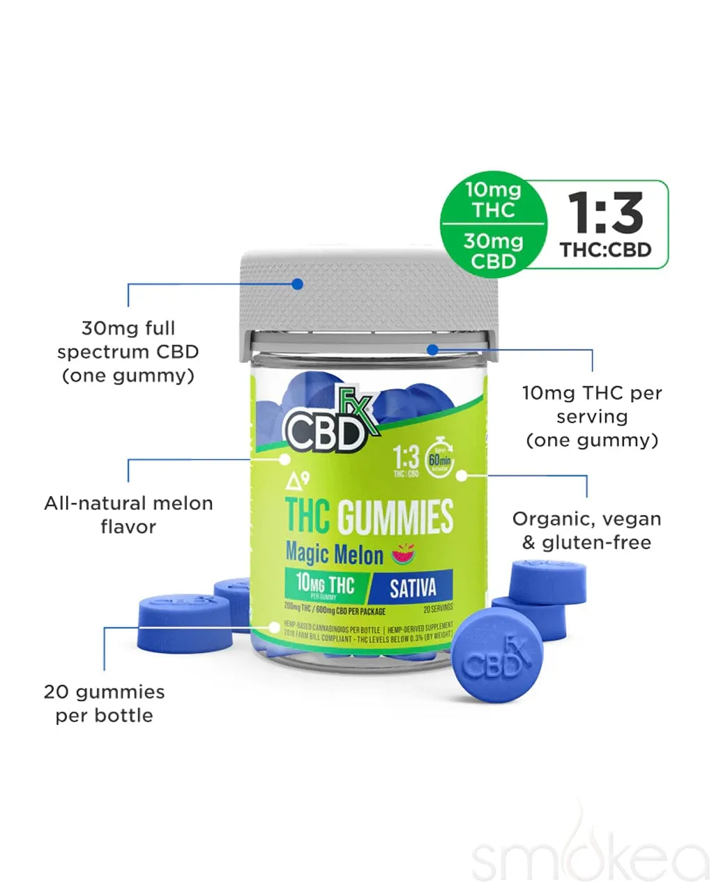 CBDfx Delta 9 THC   CBD Gummies - Magic Melon