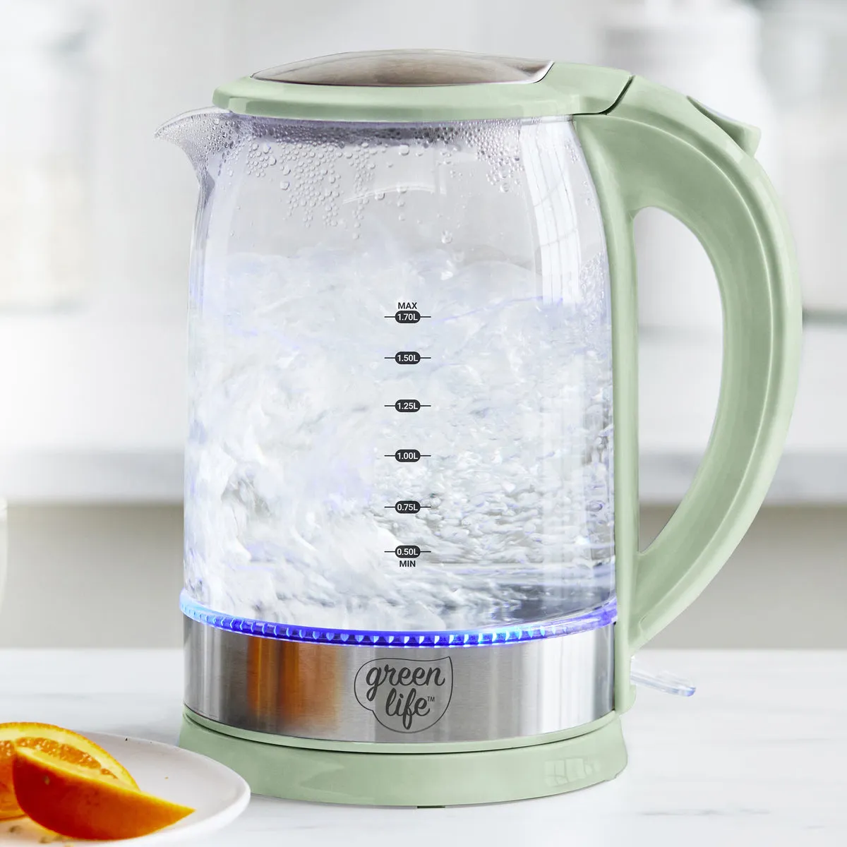 GreenLife Qwik & EZ Glass Kettle | Sage Green