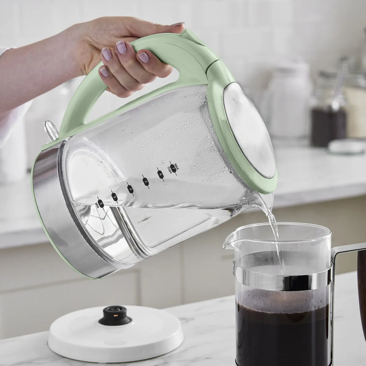 GreenLife Qwik & EZ Glass Kettle | Sage Green