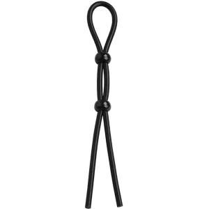 Looped Silicone 2 Bead Cock Ring Lasso Black