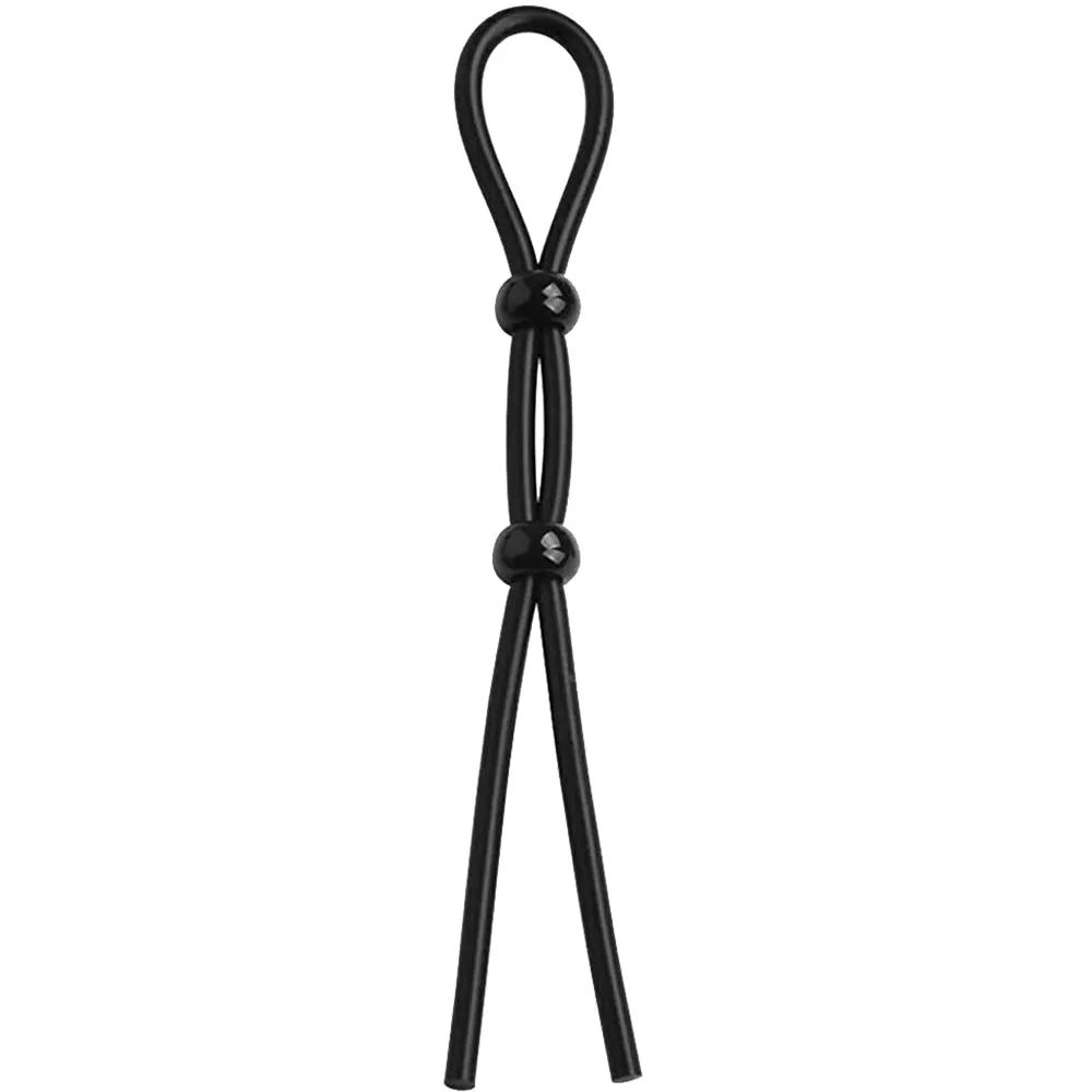 Looped Silicone 2 Bead Cock Ring Lasso Black