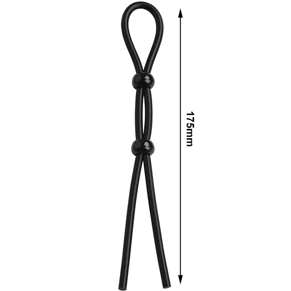 Looped Silicone 2 Bead Cock Ring Lasso Black