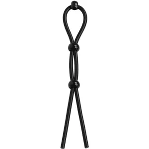 Looped Silicone 3 Bead Cock Ring Lasso Black