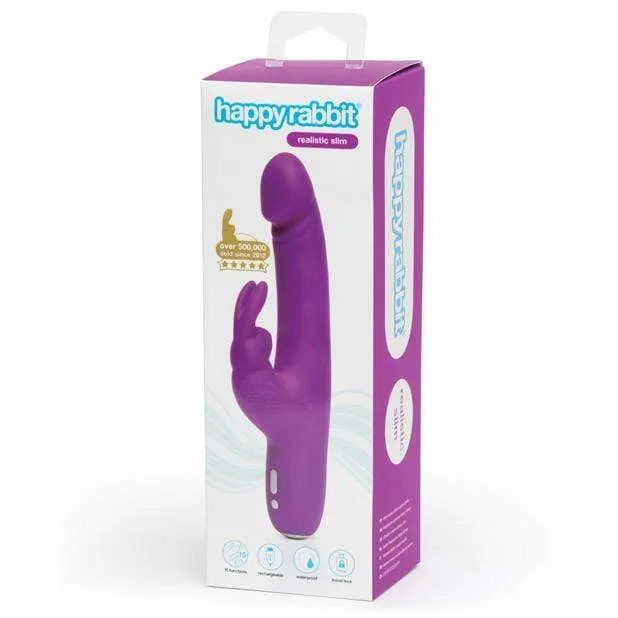 Love Honey - Happy Rabbit Slimline Realistic Rabbit Vibrator (Purple)