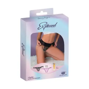 Magic Silk Pheromone Panties Flutter Thong 2-Pack Lilac/Black S/M