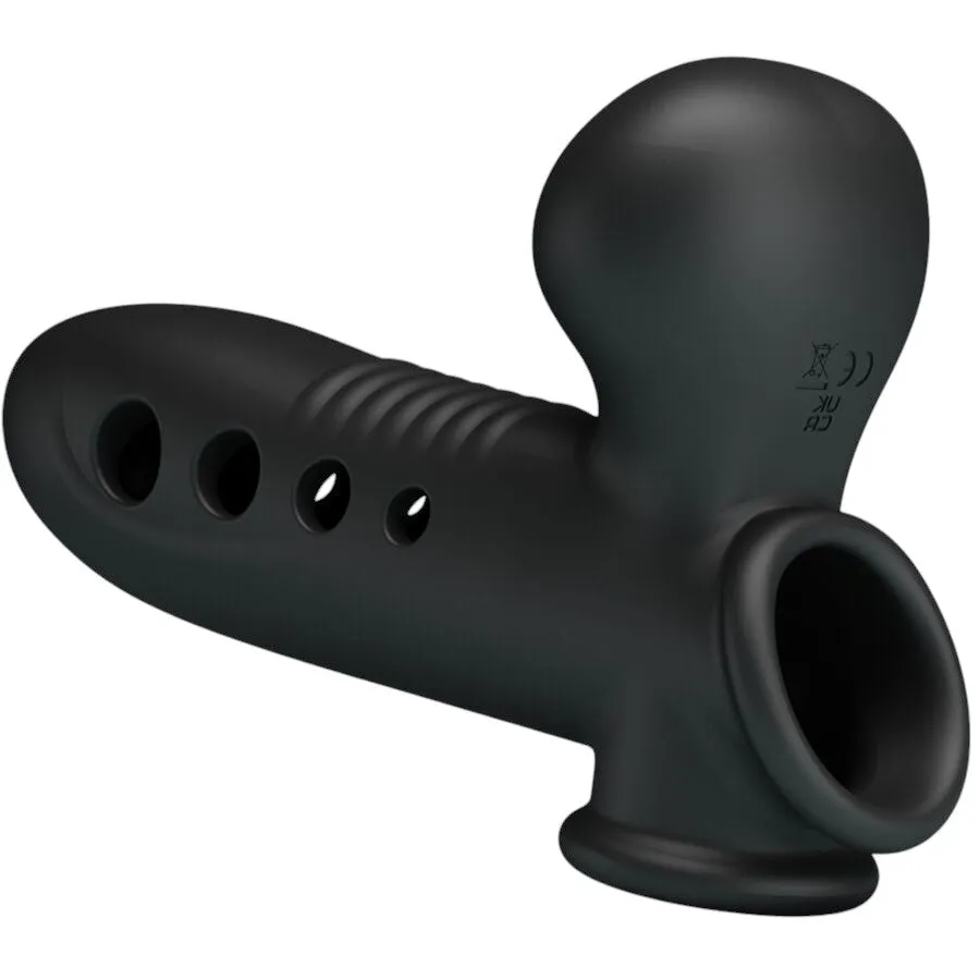 Manșon gonflabil PRETTY LOVE Airbag Crane. pentru îngroșarea penisului. întârzierea ejaculării și stimulare. din silicon. negru