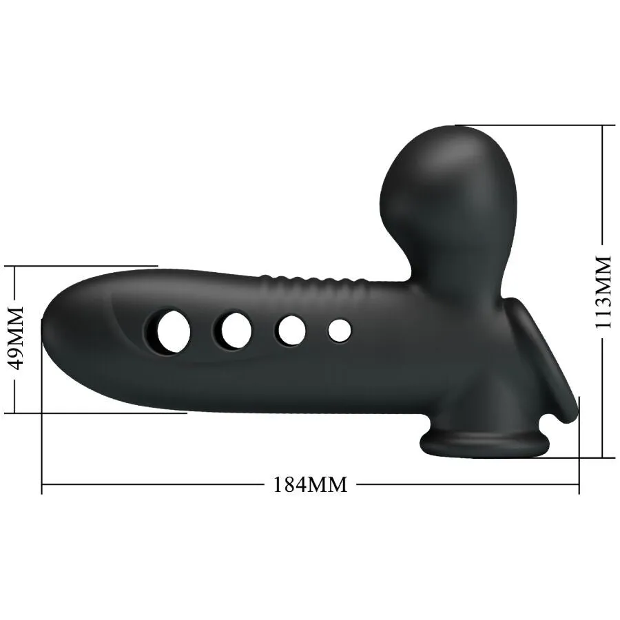 Manșon gonflabil PRETTY LOVE Airbag Crane. pentru îngroșarea penisului. întârzierea ejaculării și stimulare. din silicon. negru