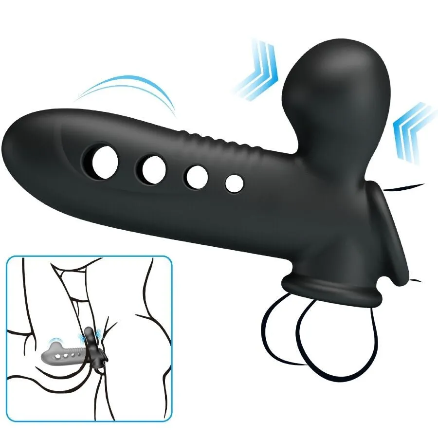 Manșon gonflabil PRETTY LOVE Airbag Crane. pentru îngroșarea penisului. întârzierea ejaculării și stimulare. din silicon. negru
