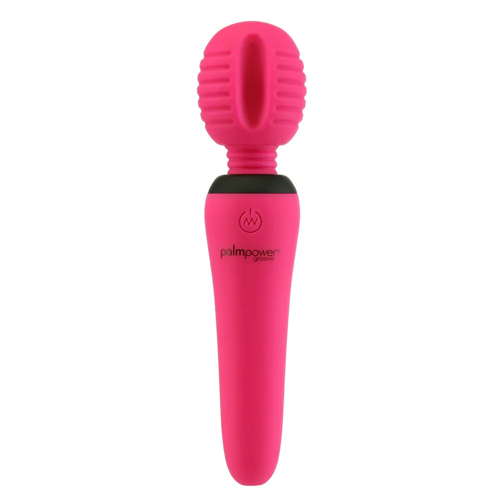 Palmpower Groove Rechargeable Silicone Mini Wand Massager Fuchsia