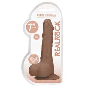 RealRock Realistic 7 in. Dildo With Balls and Suction Cup Tan