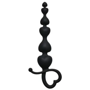 Rozariu anal FIRST TIME Beginners Beads. din silicon. cu inel de extracție în formă de inimă. lungime 18 cm. negru