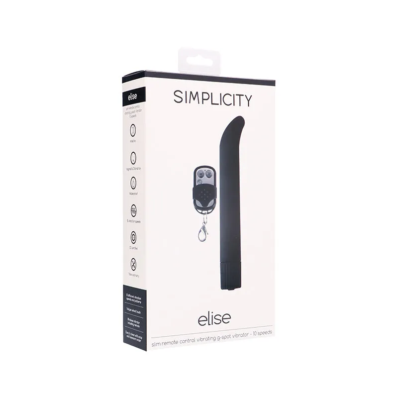 Simplicity ELISE slim remote control vibrating g-spot vibrator - Black