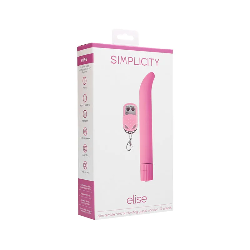 Simplicity ELISE slim remote control vibrating g-spot vibrator - Pink