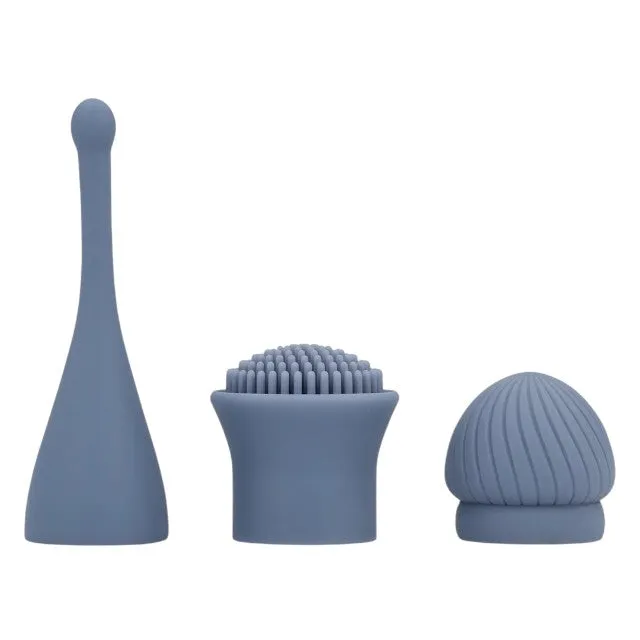 Vibrator LOVELINE The Thrill. cu 3 capete interschimbabile. din silicon premium. 10 funcții de vibrație. culoare albastru