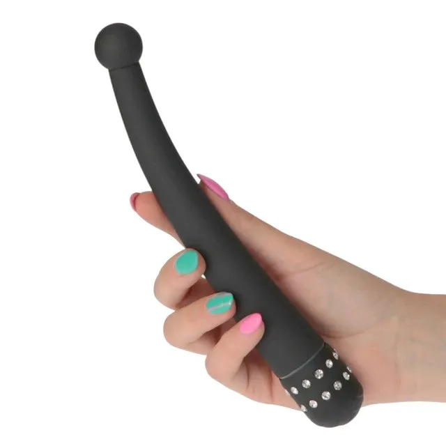Vibrator pentru punctul G TOYZ4LOVERS Bulb of Diamond. design cu strasuri. cu vibrații multiple. 21.7 cm. negru (00904382)