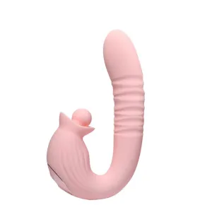 Vibrator rabbit INTY TOYS CHARM. cu funcții de umflare. penetrare automată și rotație. 10 funcții de vibrații ultra-puternice. roz