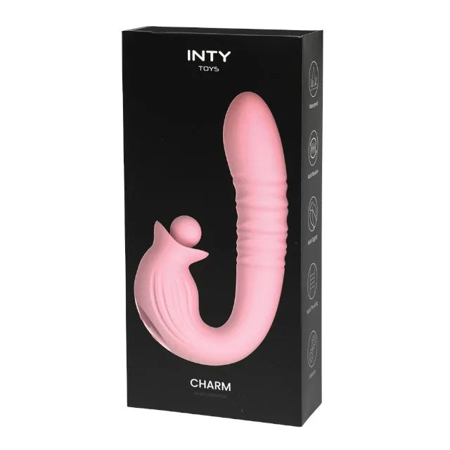 Vibrator rabbit INTY TOYS CHARM. cu funcții de umflare. penetrare automată și rotație. 10 funcții de vibrații ultra-puternice. roz