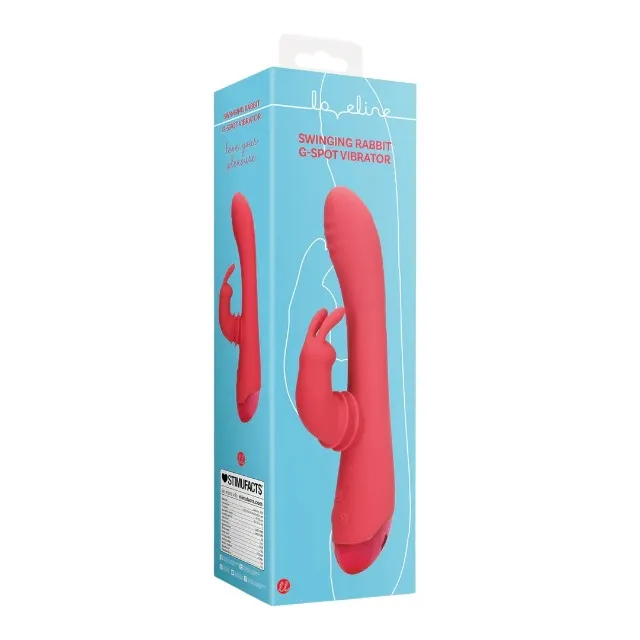 Vibrator rabbit LOVELINE Swinging Rabbit G-Spot Vibrator. cu funcție de mișcare laterală. 20 funcții de vibrație. roșu