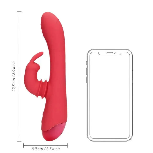 Vibrator rabbit LOVELINE Swinging Rabbit G-Spot Vibrator. cu funcție de mișcare laterală. 20 funcții de vibrație. roșu