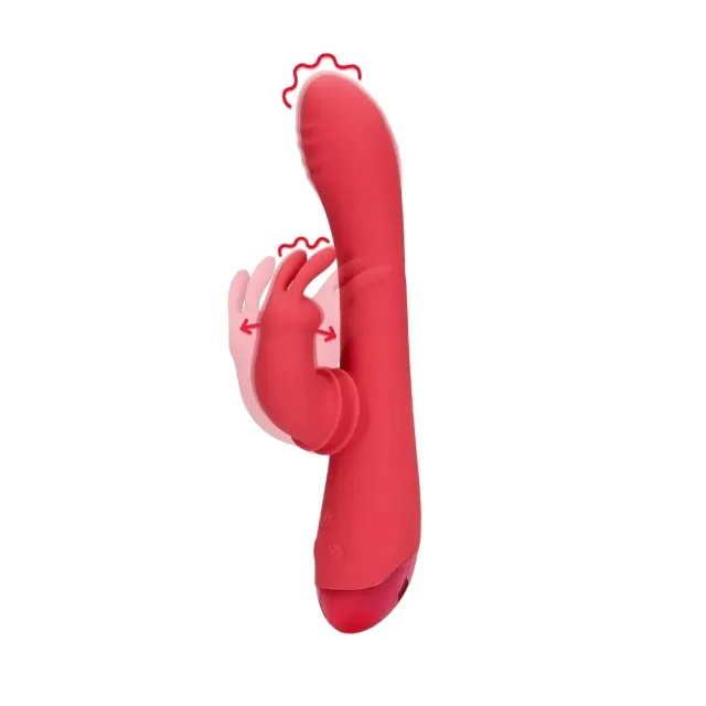 Vibrator rabbit LOVELINE Swinging Rabbit G-Spot Vibrator. cu funcție de mișcare laterală. 20 funcții de vibrație. roșu